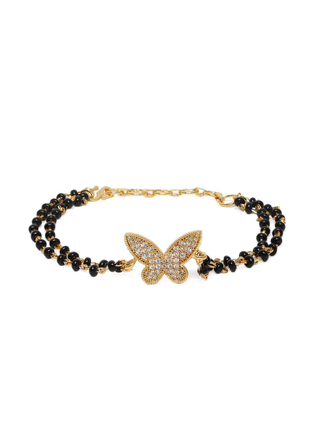 Elegant Gold-Plated Mangalsutra-Style Wraparound Charm Bracelet (Set of 3)