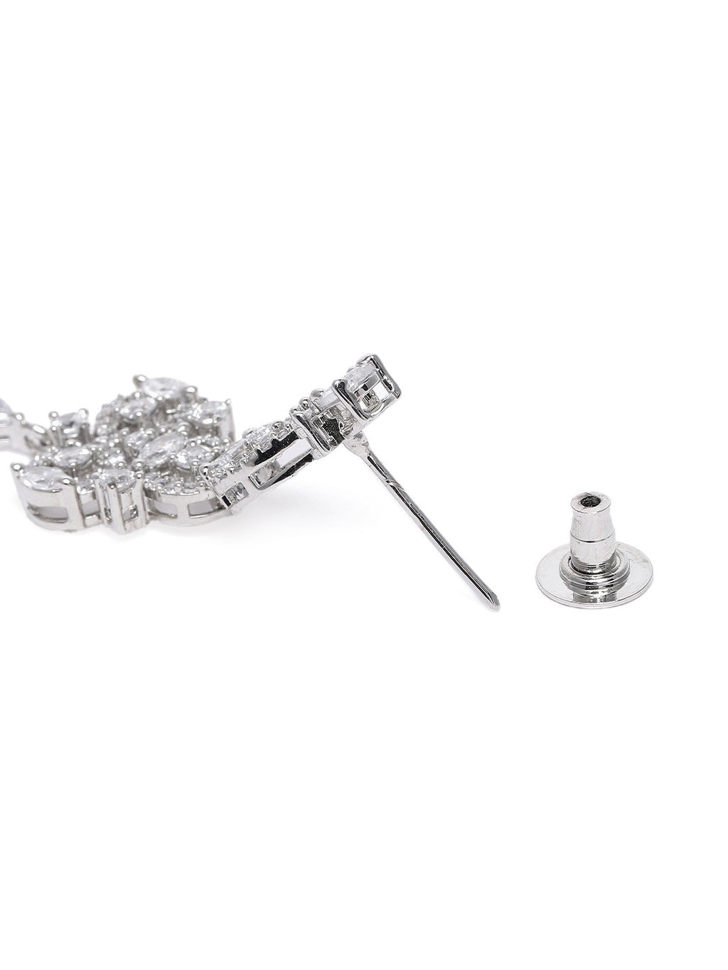 Glamorous Silver-Plated American Diamond CZ Shimmering Necklace & Earring Set