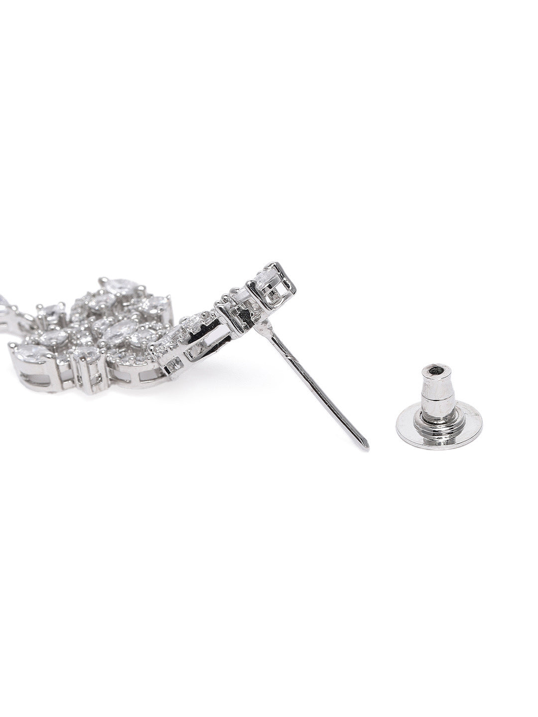 Glamorous Silver-Plated American Diamond CZ Shimmering Necklace & Earring Set