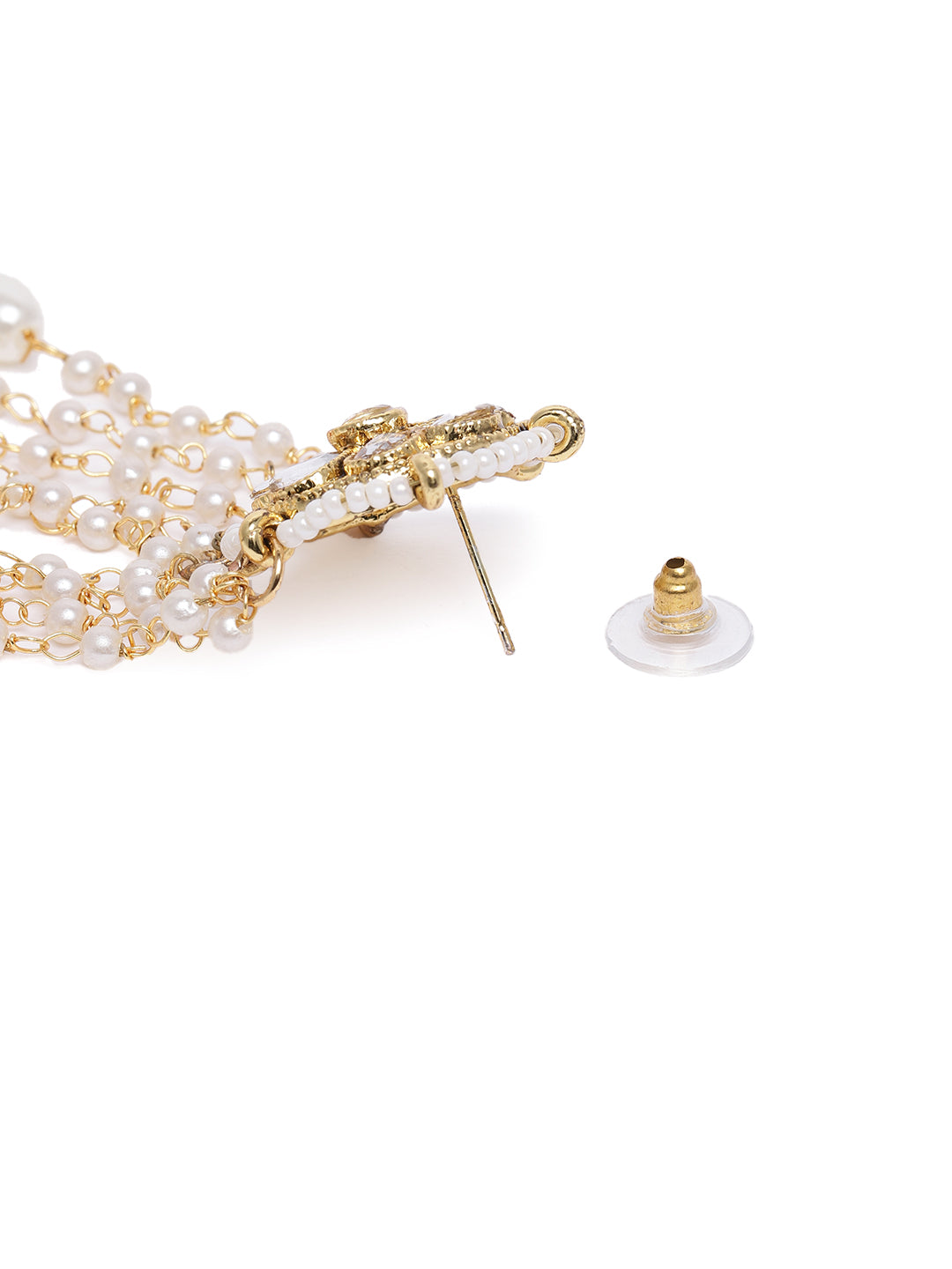 Regal Gold-Plated Kundan Geometric Circular Drop Earrings