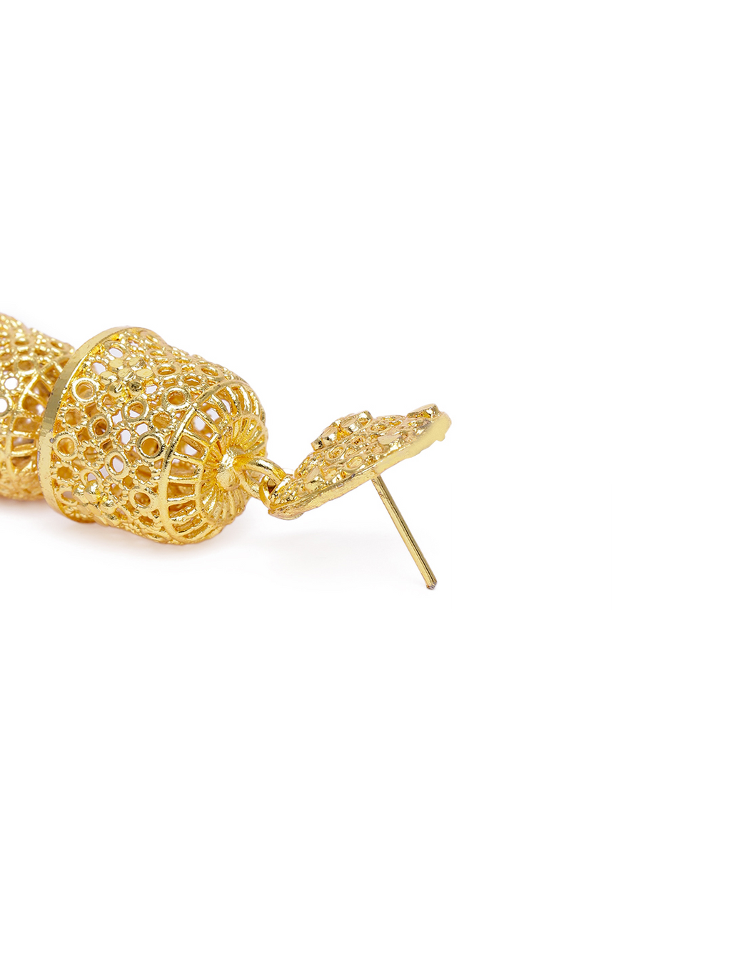Regal Gold-Plated Multi-Tiered Dome Jhumka Earrings