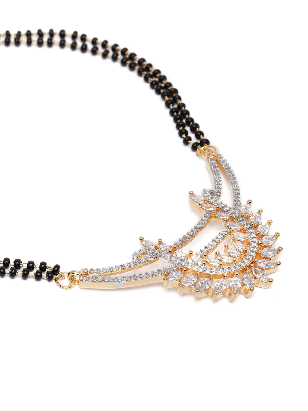 Sophisticated Rhodium-Plated Artificial Stones Mangalsutra & Earrings Set