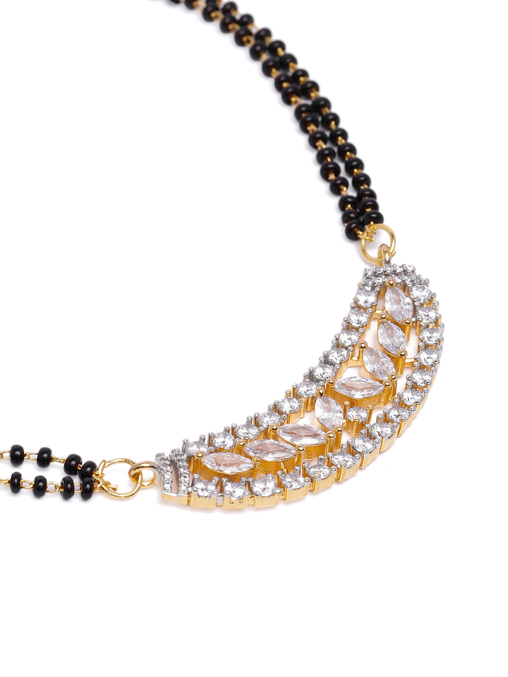 Rodium Plated Artificial Stone Mangalsutra & Studs Set