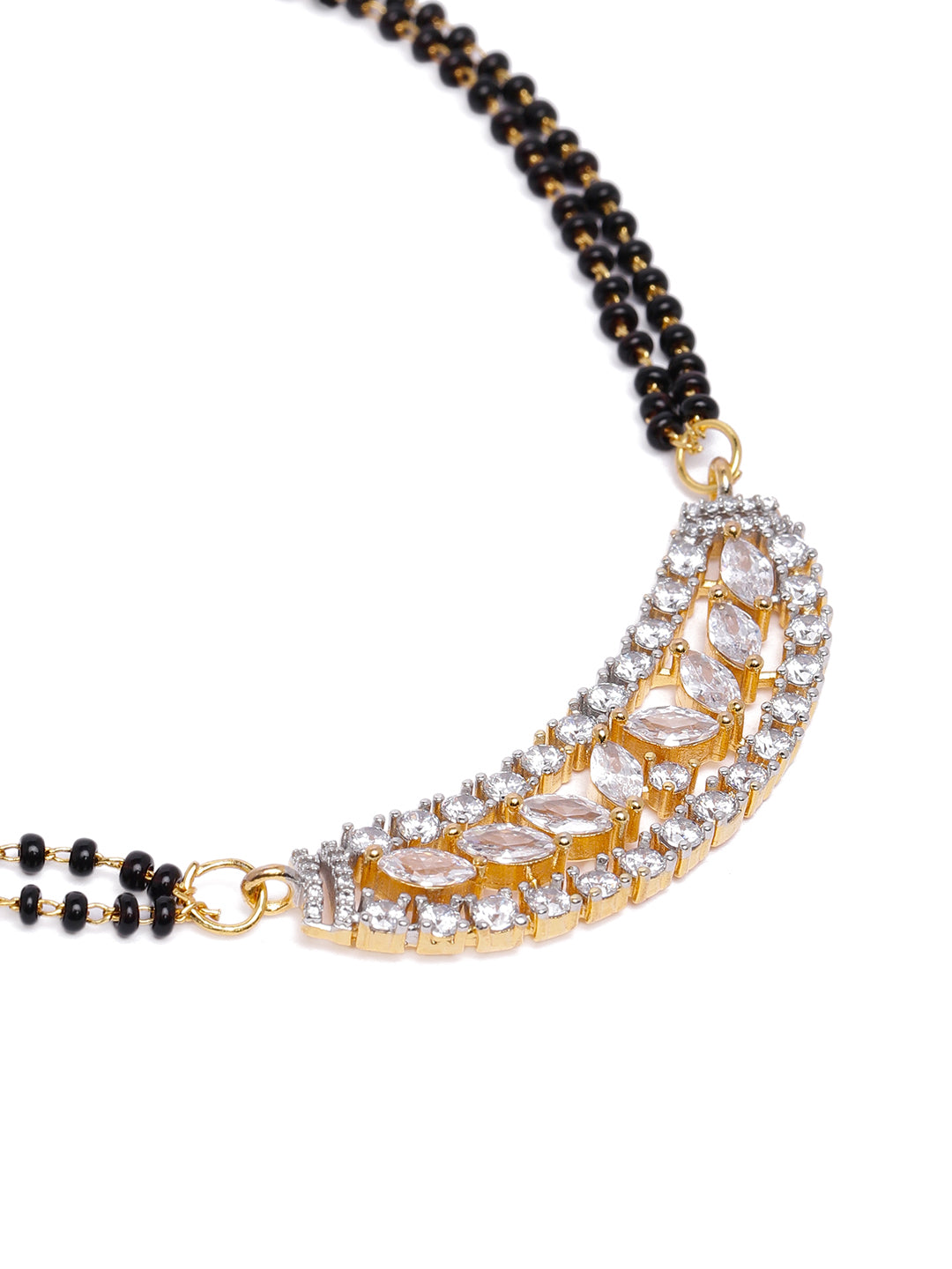Rodium Plated Artificial Stone Mangalsutra & Studs Set
