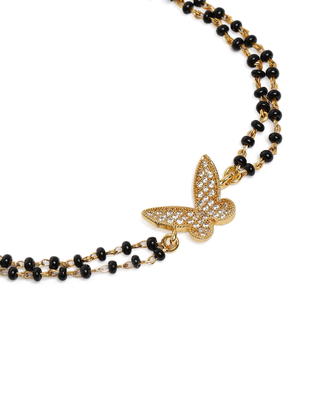 Elegant Gold-Plated Mangalsutra-Style Wraparound Charm Bracelet (Set of 3)