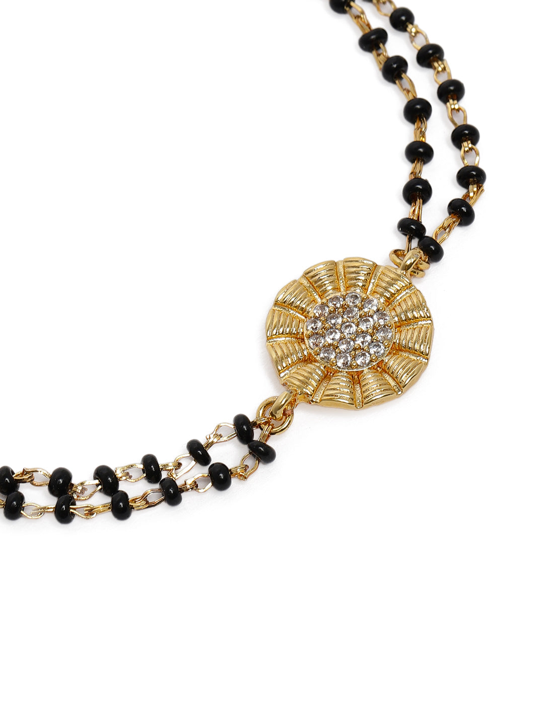 Elegant Gold-Plated Mangalsutra-Style Wraparound Charm Bracelet (Set of 3)
