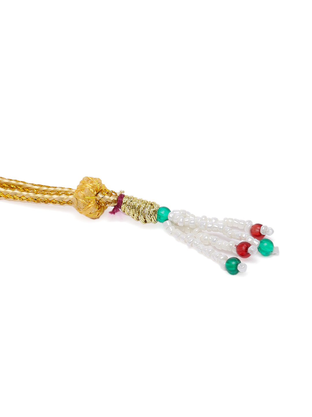 Regal Gold-Plated Red & Green Stone-Studded Necklace & Jhumki Set