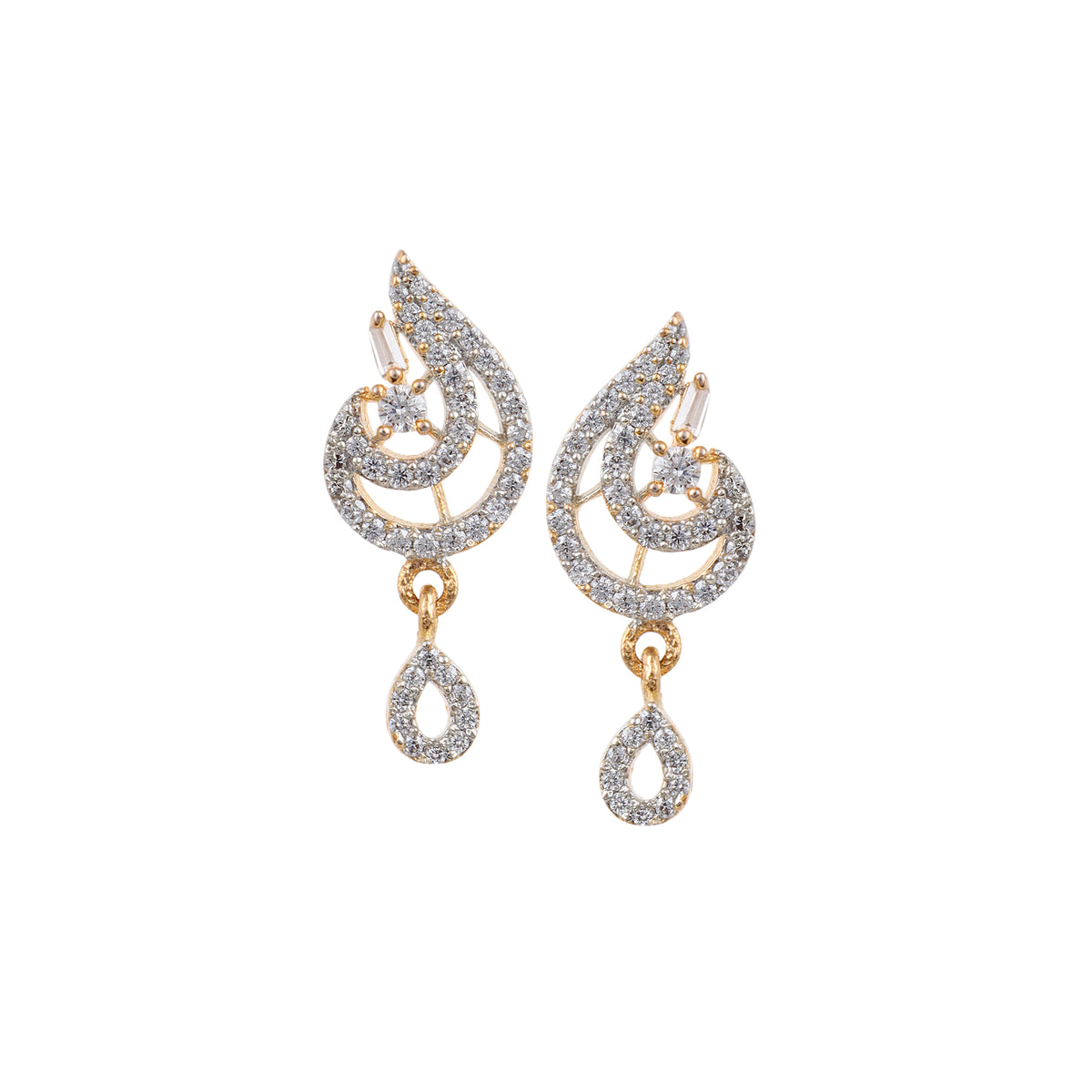 Exquisite Rhodium-Plated American Diamond Peacock Motif Mangalsutra & Earrings Set