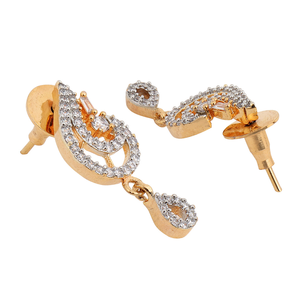 Exquisite Rhodium-Plated American Diamond Peacock Motif Mangalsutra & Earrings Set